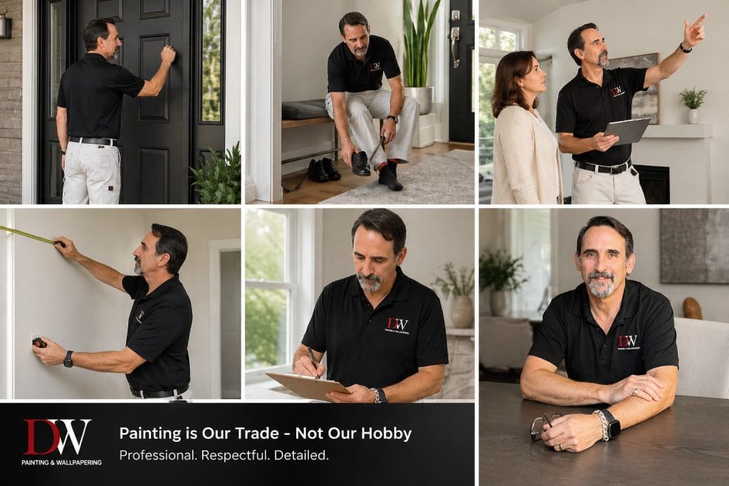 Scott from DW Painting & Wallpapering in Hamilton, Ontario, providing a professional painting consultation for homeowners