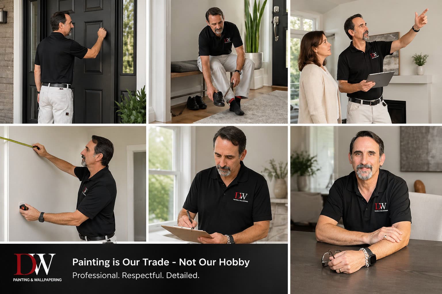 Scott from DW Painting & Wallpapering in Hamilton, Ontario, providing a professional painting consultation for homeowners